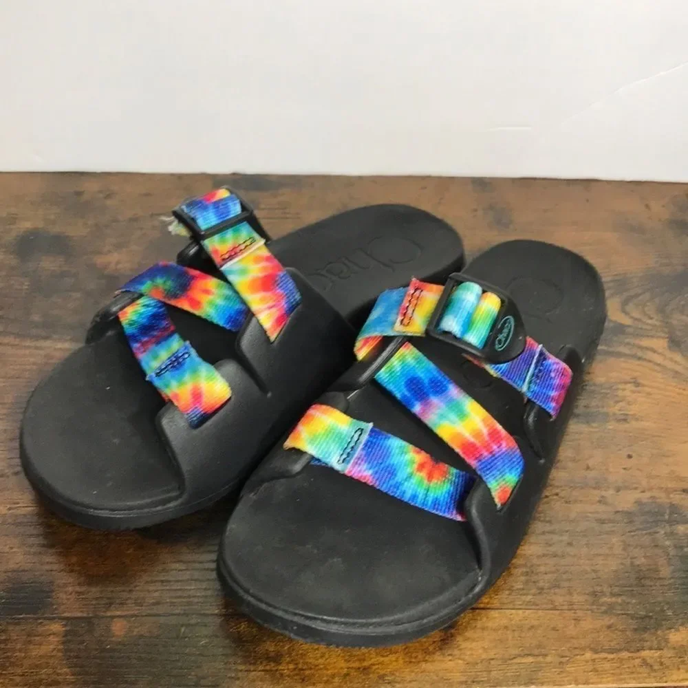 Chaco Chillos Tie Dye Slip On Slide Strapped Sandals Kids size 4